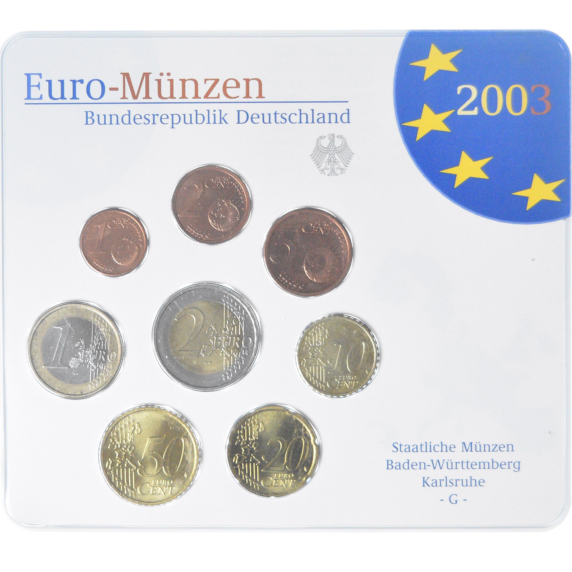 Germania, Coffret 1c. à 2€, 2003, Karlsruhe, UNC, FDC, Bi-metallico