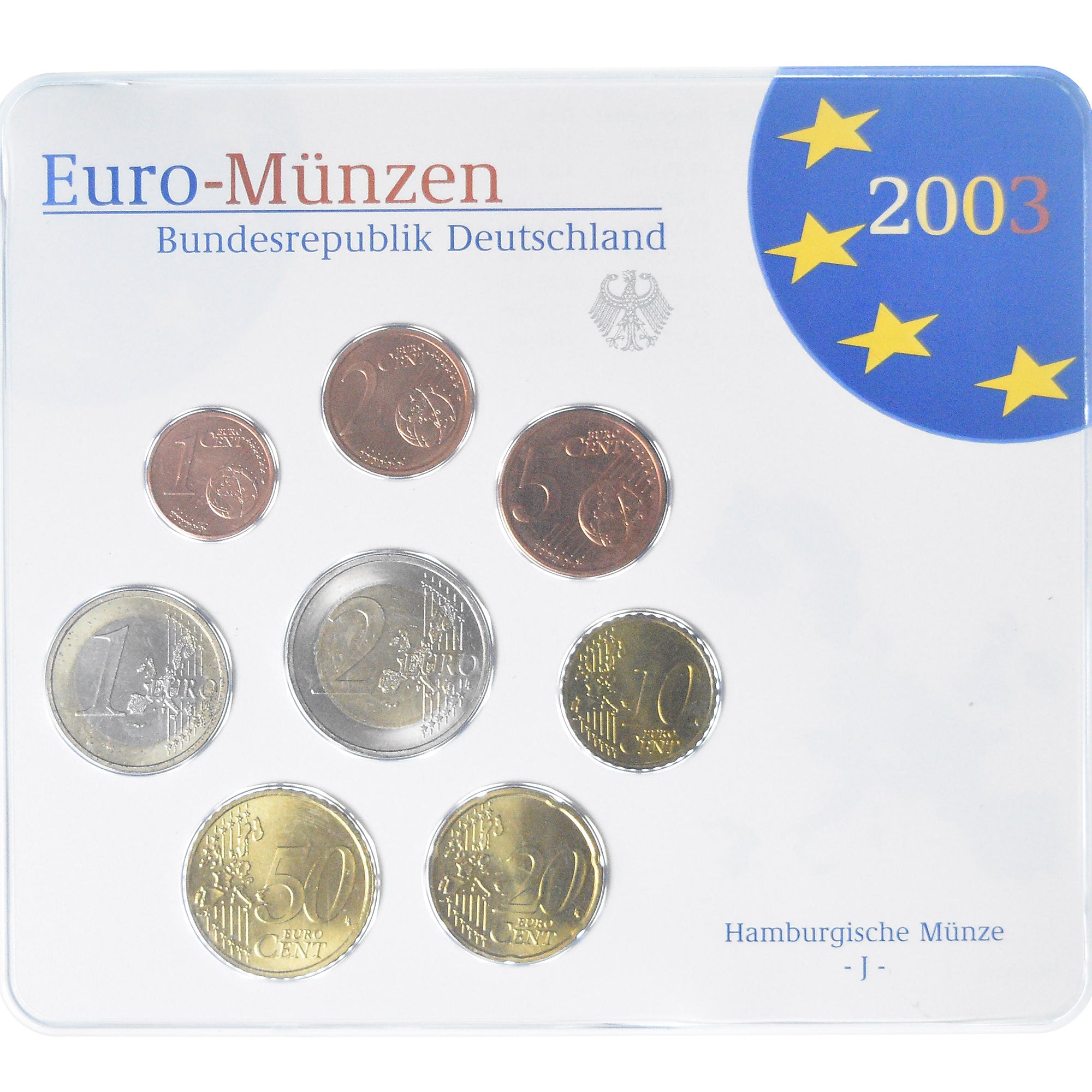 Germania, Coffret 1c. à 2€, 2003, Hambourg, UNC, FDC, Bi-metallico