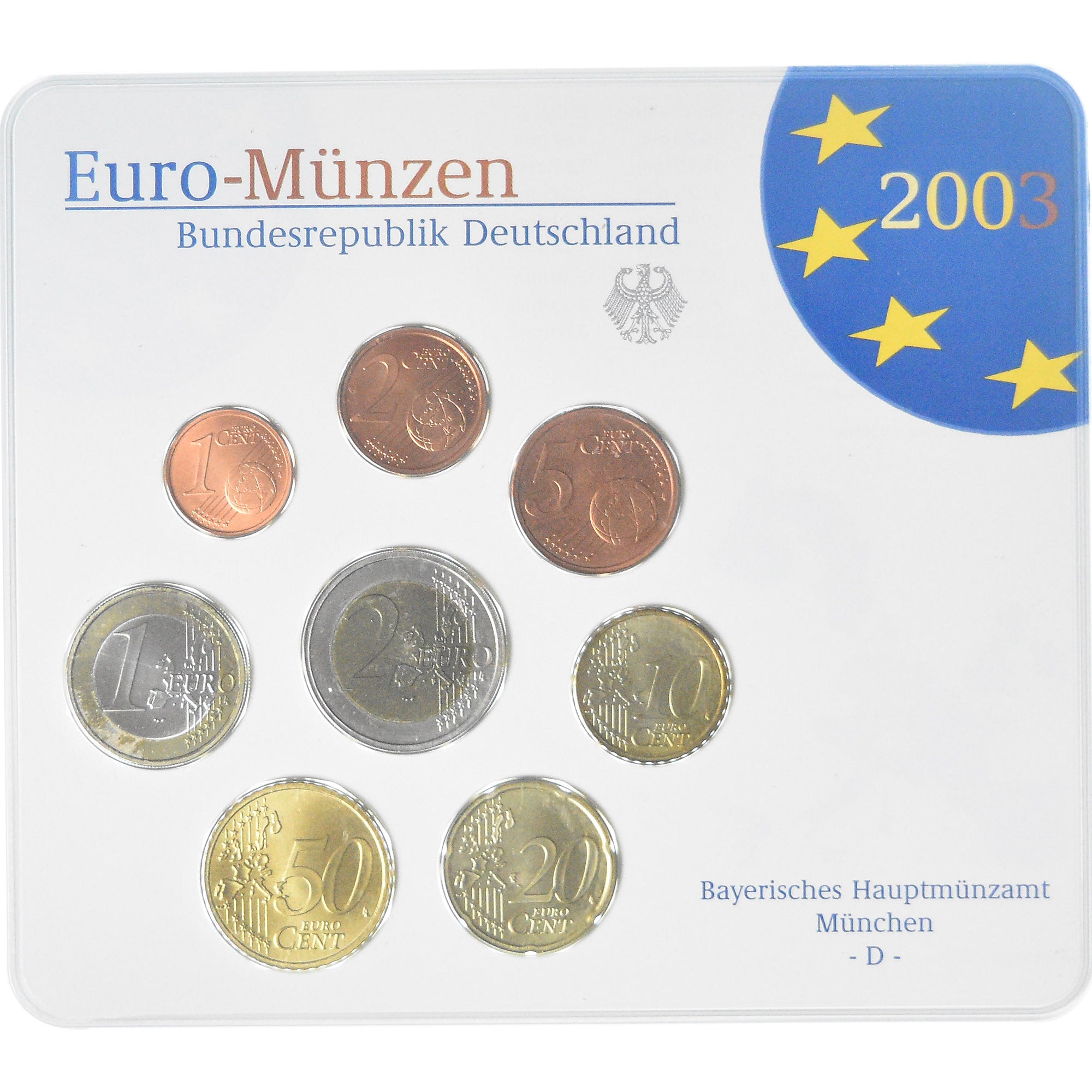 Germania, Coffret 1c. à 2€, 2003, Munich, UNC, FDC, Bi-metallico