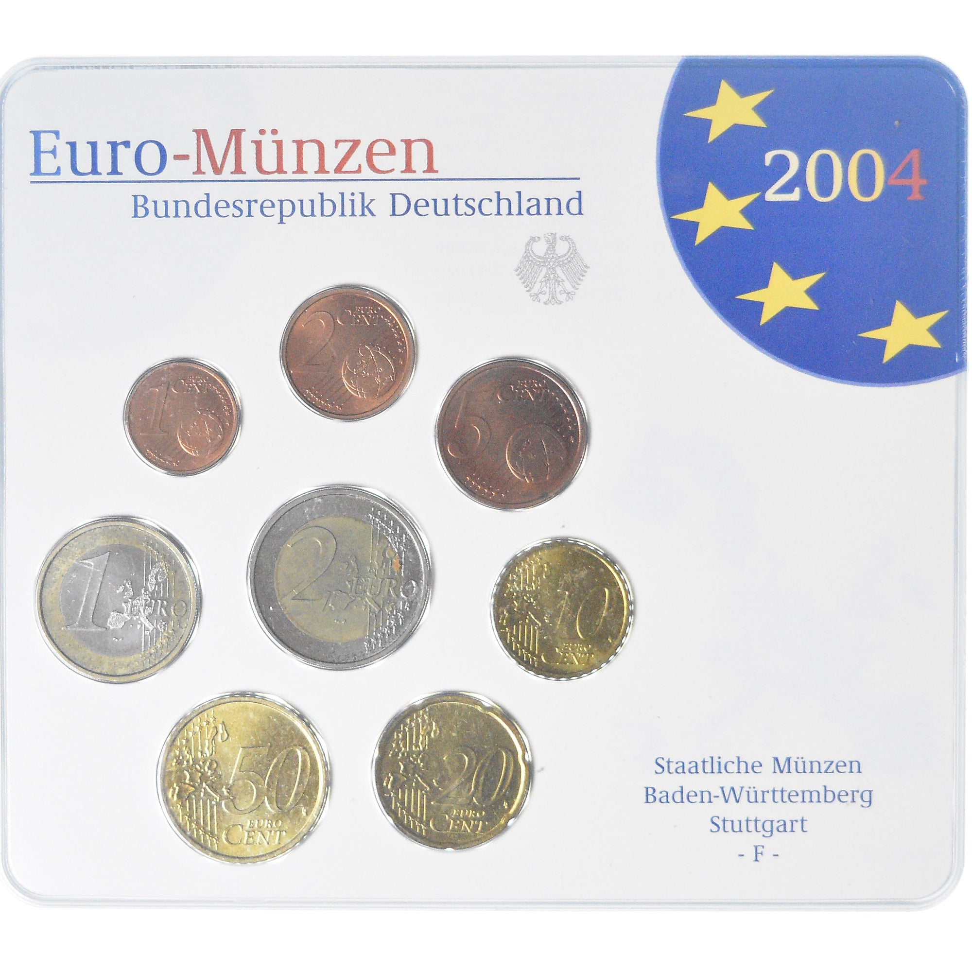 Germania, Coffret 1c. à 2€, 2004, Stuttgart, UNC, FDC, Bi-metallico