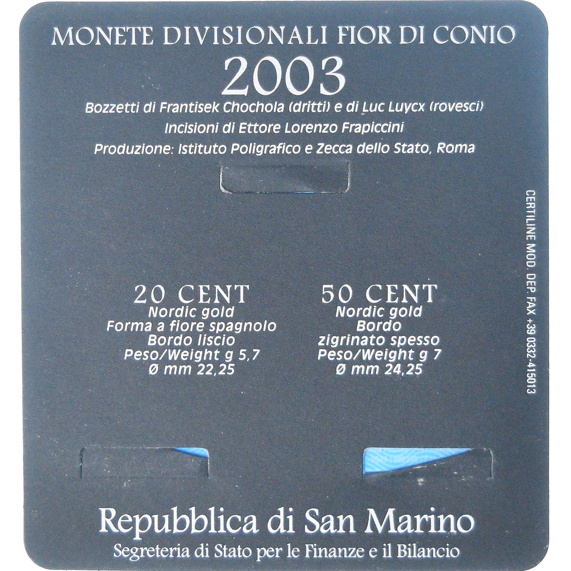 San Marino, 20 c. + 50 c., 2003, Rome, FDC, MS(65-70), Nordic gold