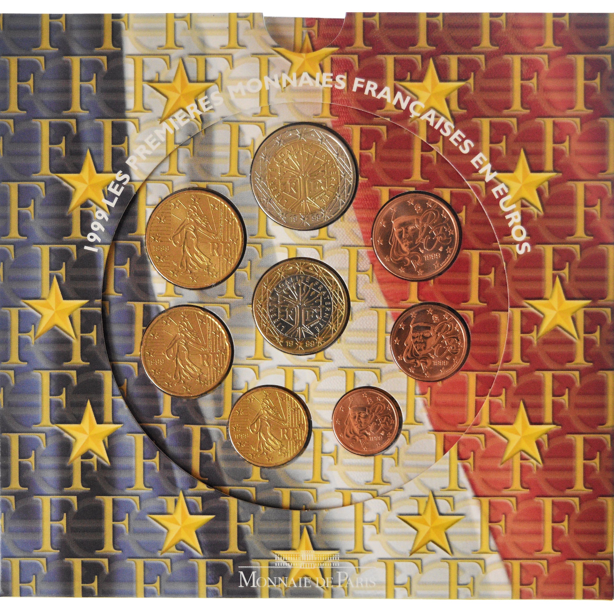 France, Coffret 1c. à 2€, 1999, Monnaie de Paris, BU, MS(65-70)