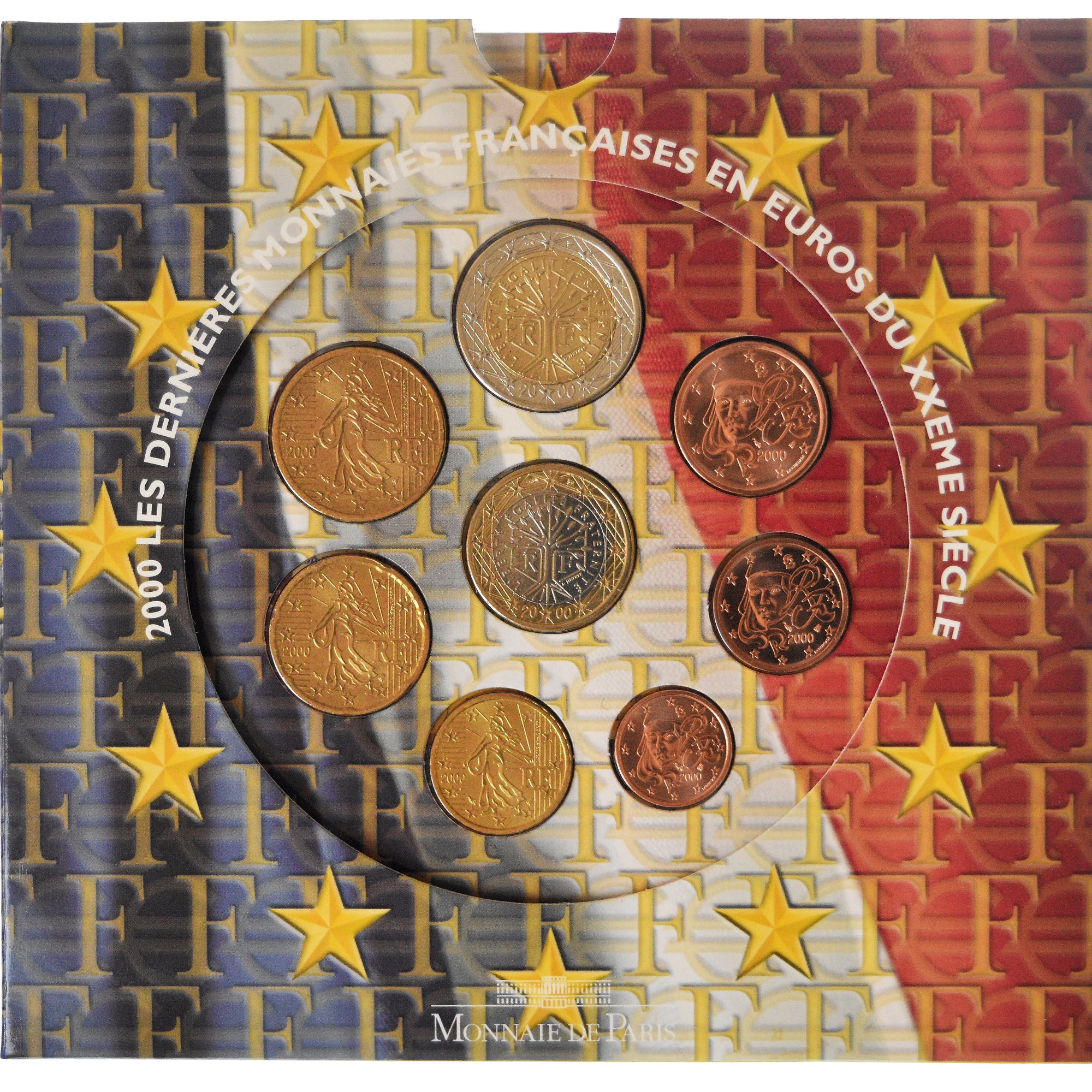Francja, Coffret 1c. à 2€, 2000, Monnaie de Paris, BU, MS(65-70), ND