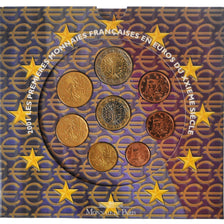 France, Coffret 1c. à 2€, 2001, Monnaie de Paris, BU, MS(65-70)