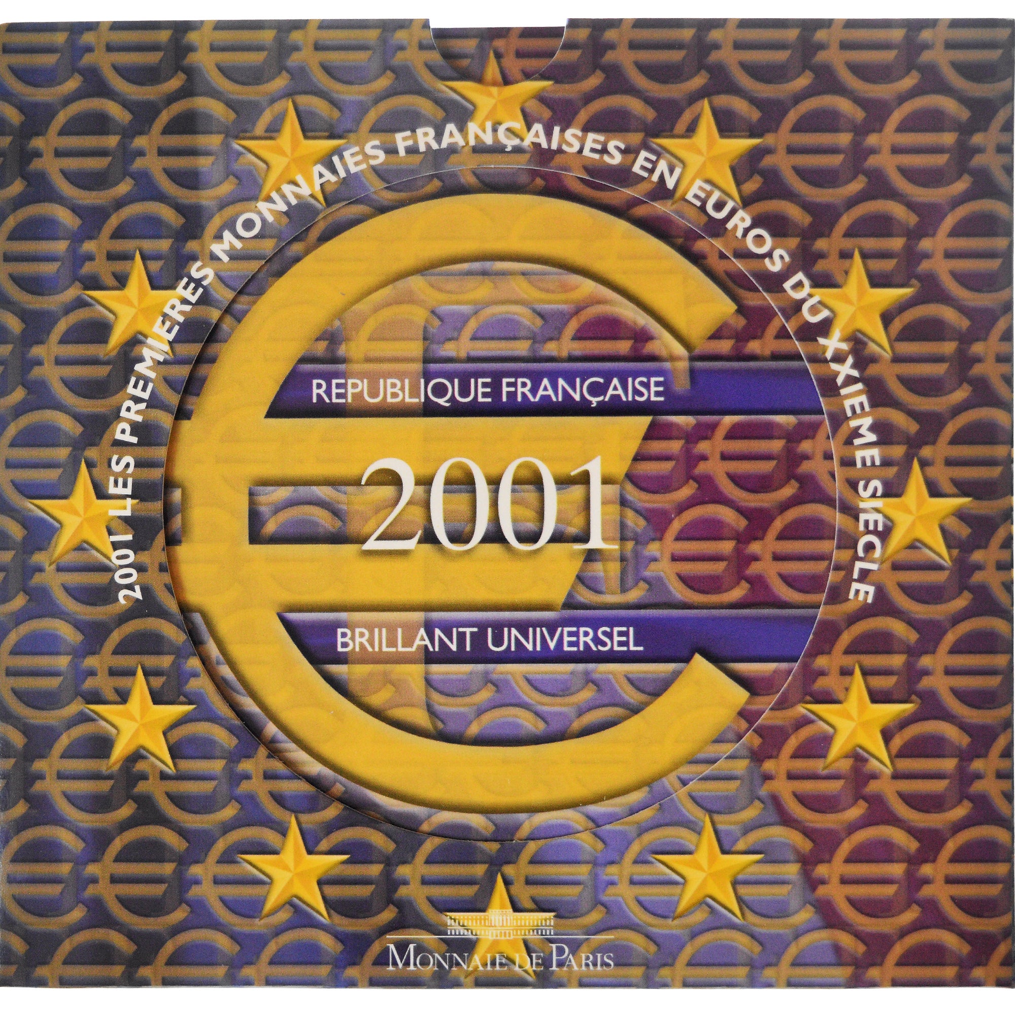 França, Coffret 1c. à 2€, 2001, Monnaie de Paris, BU, MS(65-70), N/D
