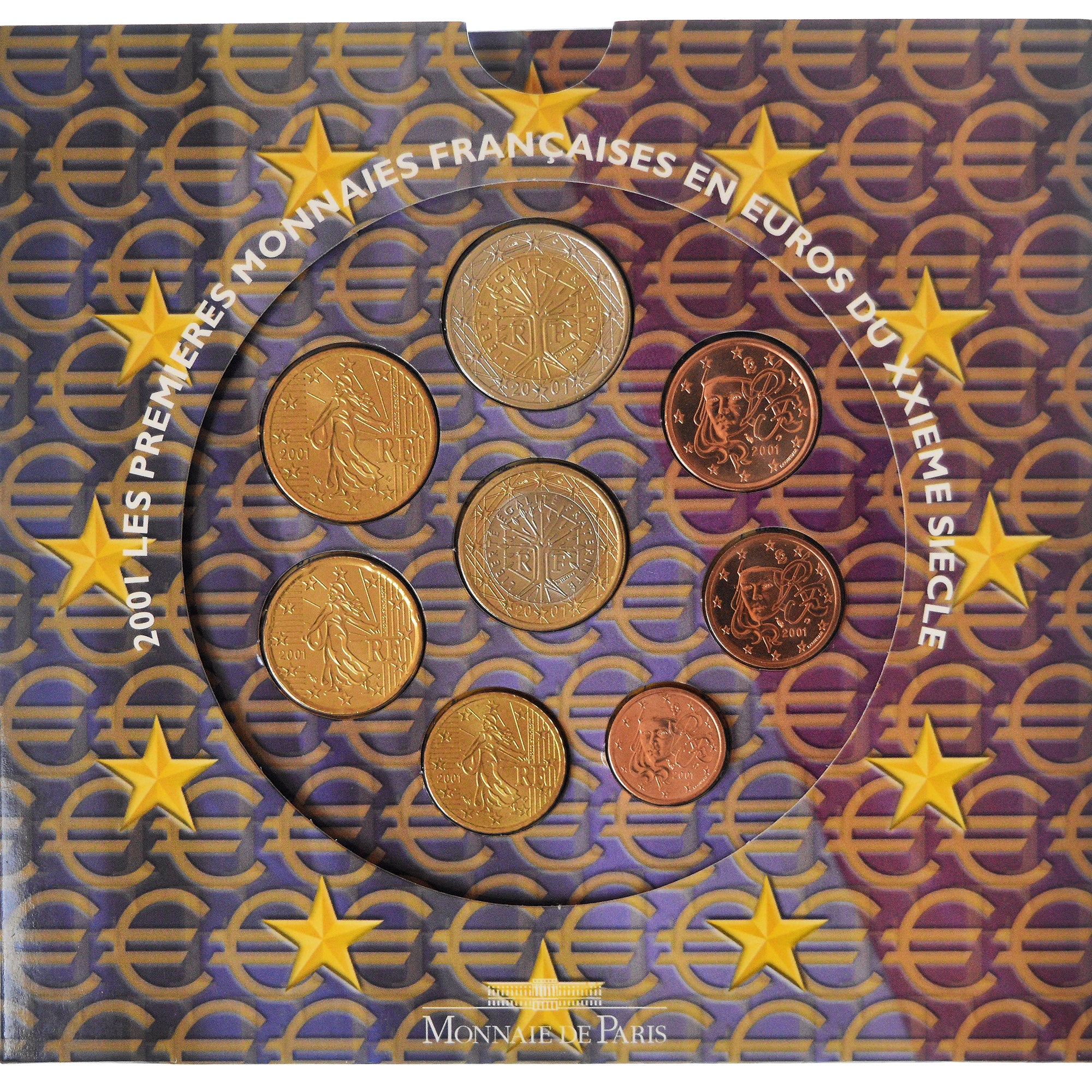 Francia, Coffret 1c. à 2€, 2001, Monnaie de Paris, BU, FDC, N.C.