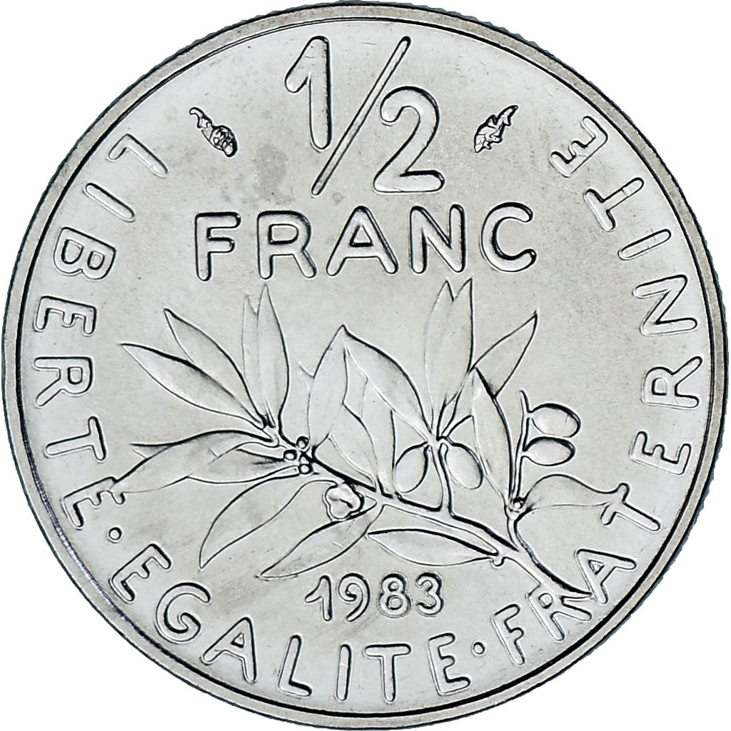 Moeda, França, Semeuse, 1/2 Franc, 1983, Monnaie de Paris, série FDC