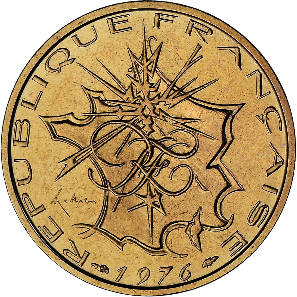 Moeda, França, Mathieu, 10 Francs, 1976, Monnaie de Paris, série FDC, Tranche
