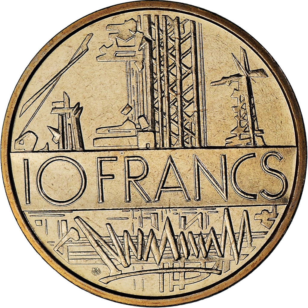 Moeda, França, Mathieu, 10 Francs, 1976, Monnaie de Paris, série FDC, Tranche