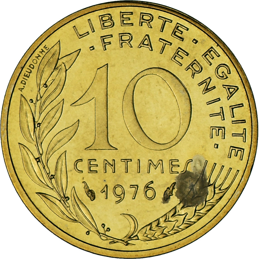 Munten, Frankrijk, Marianne, 10 Centimes, 1976, Monnaie de Paris, série FDC