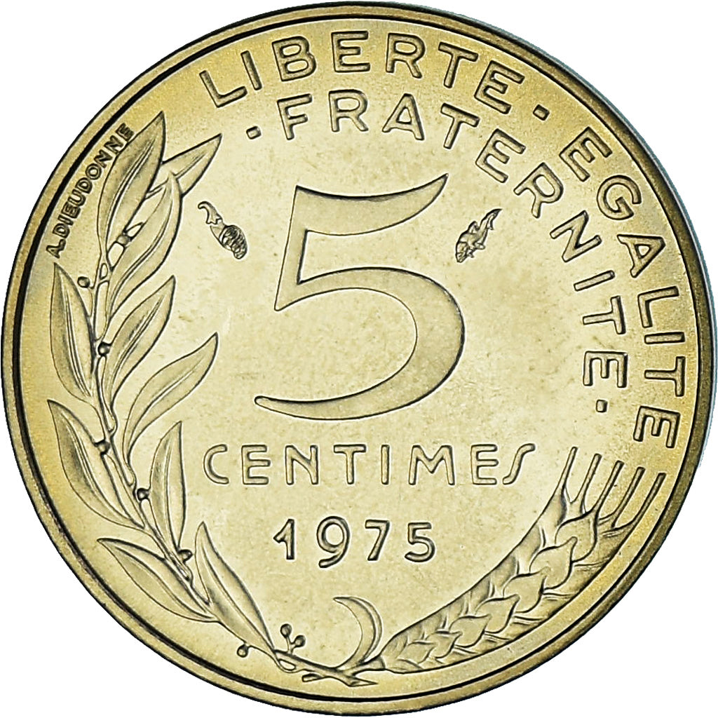 Moneta, Francja, Marianne, 5 Centimes, 1975, Monnaie de Paris, série FDC