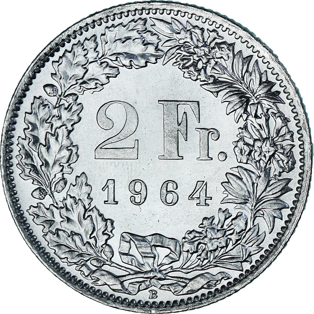 Moneda, Suiza, 2 Francs, 1964, Bern, SC, Plata, KM:21