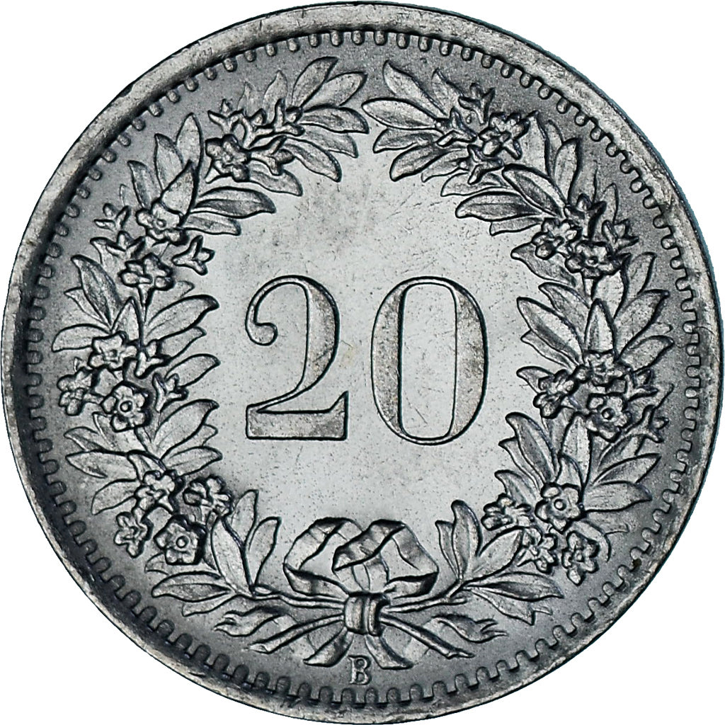 Münze, Schweiz, 20 Rappen, 1969, Bern, UNZ, Kupfer-Nickel, KM:29a