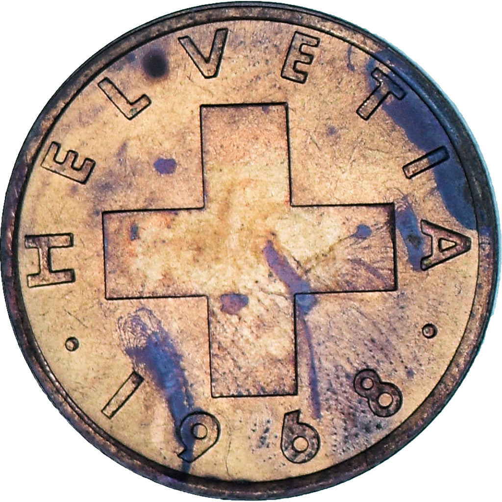 Coin, Switzerland, Rappen, 1968, Bern, AU(50-53), Bronze, KM:46