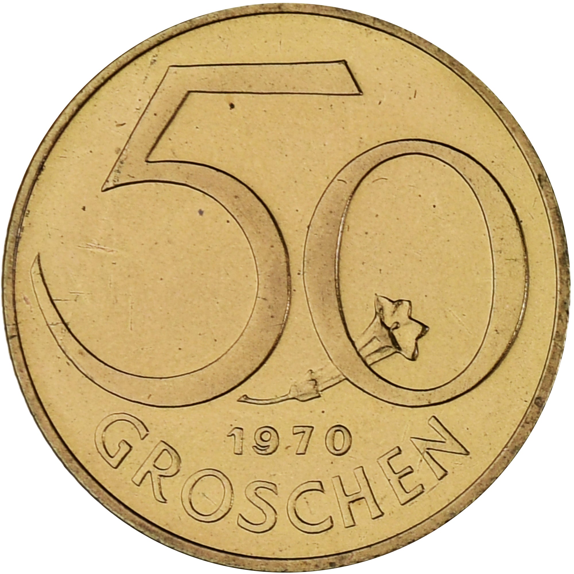 Munten, Oostenrijk, 50 Groschen, 1970, Vienna, Proof, UNC-, Aluminum-Bronze