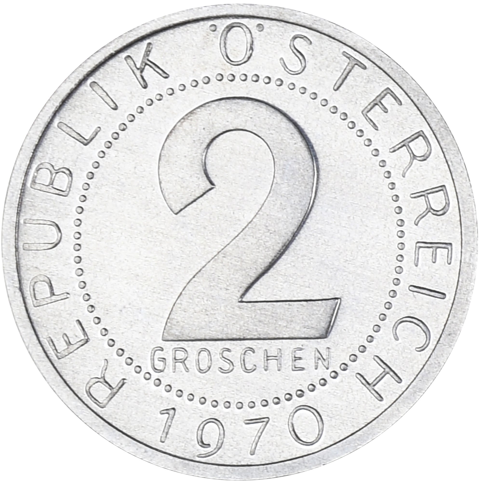 Moneda, Austria, 2 Groschen, 1970, Vienna, Proof, SC, Aluminio, KM:2876