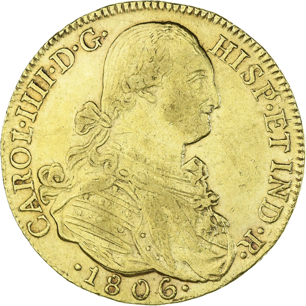Colômbia, Charles IV, 8 Escudos, 1806, Bogota, Dourado, EF(40-45)