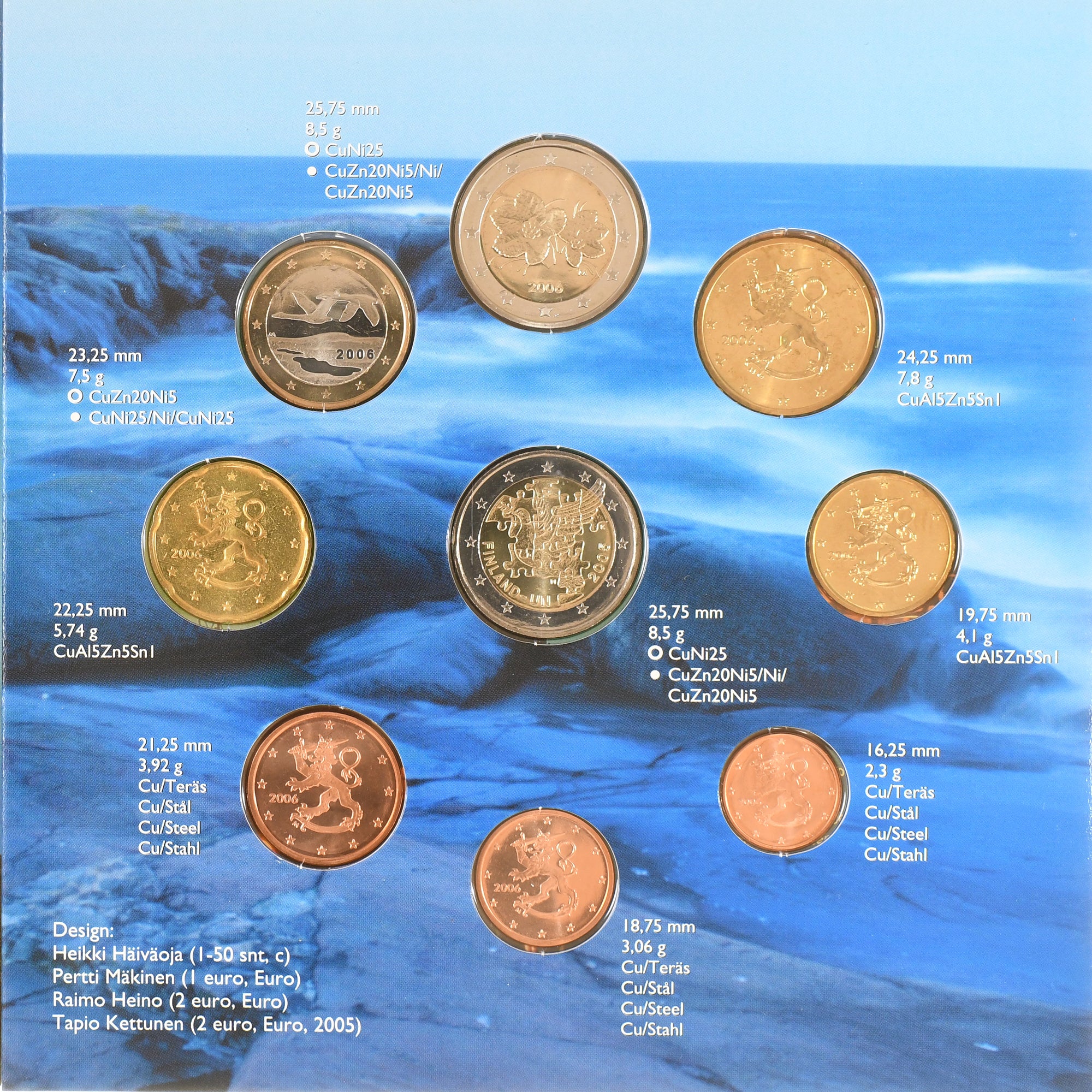 Finnland, Coffret 1c. à 2€, Phare de Bengtskär, 2006, Mint of Finland, STGL