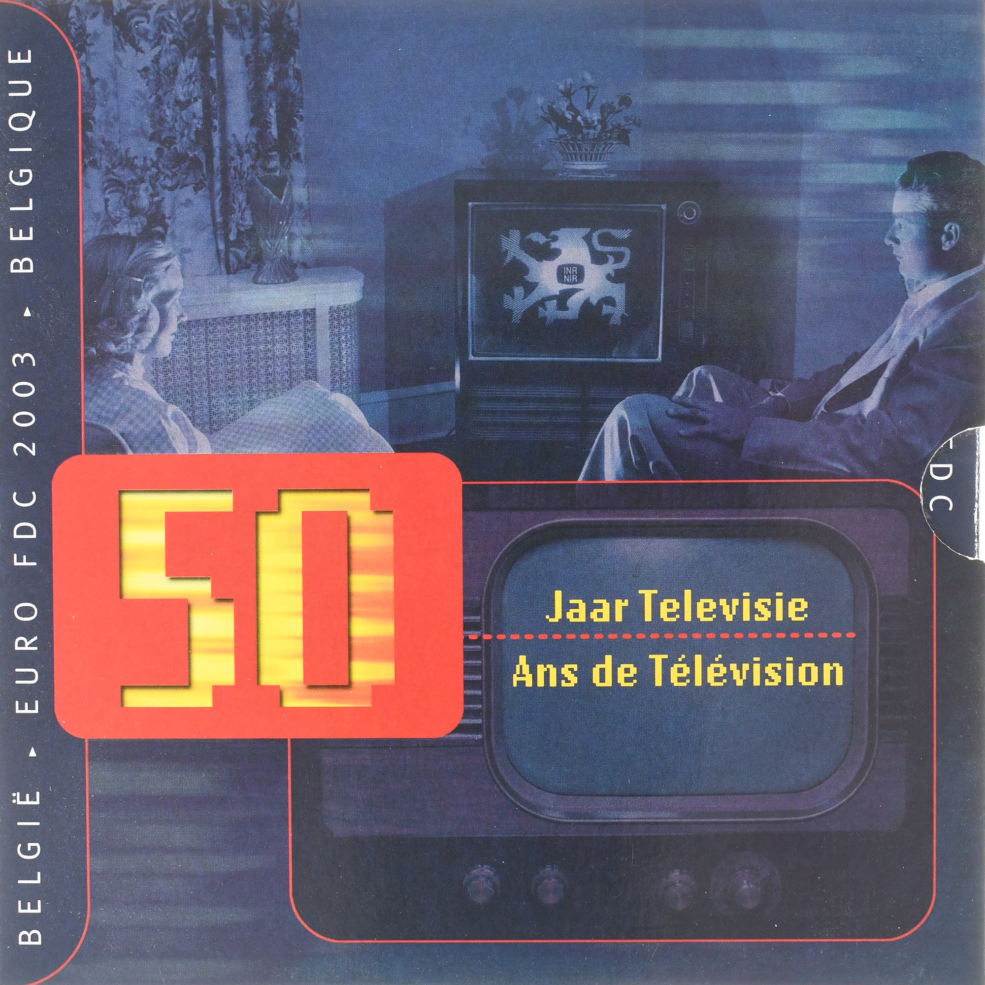Belgien, Coffret 1c. à 2€ + jeton, 50 Ans de Télévision, 2003, Brussels
