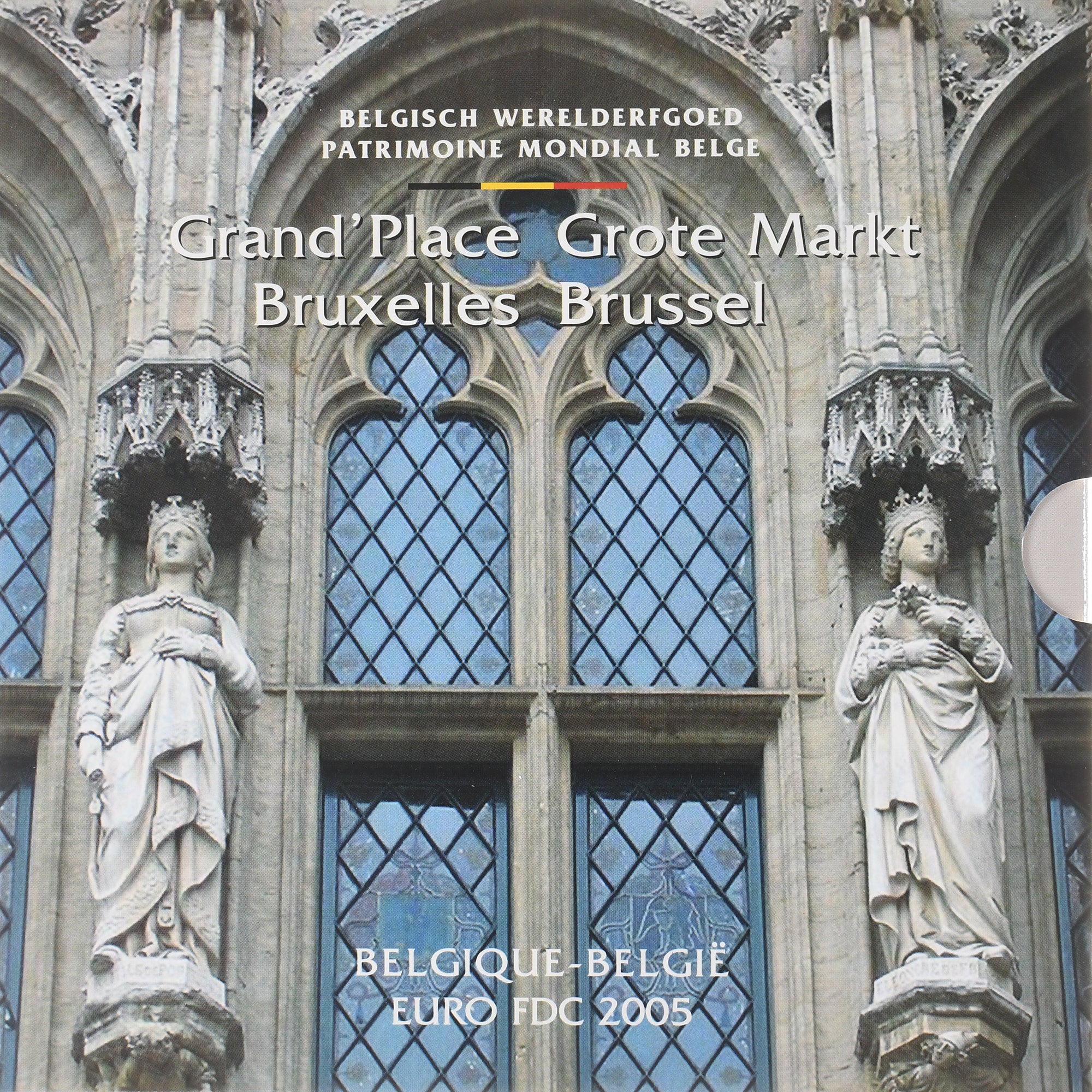 België, Coffret 1c. à 2€ + jeton, Grand'Place, 2005, Brussels, FDC, FDC