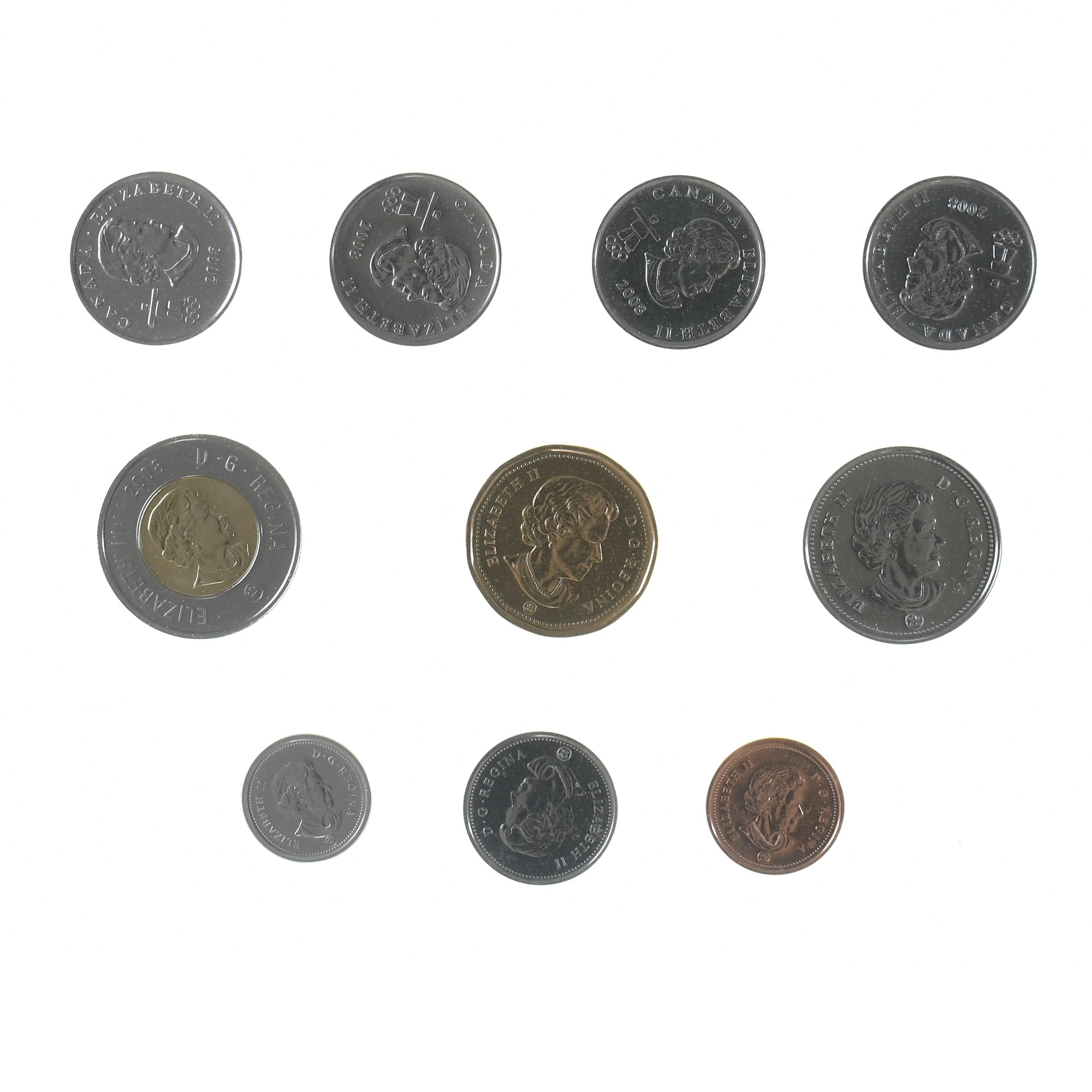 Moeda, Canadá, Vancouver Olympics, 1 c. to 2$, 2008, Royal Canadian Mint, UNC