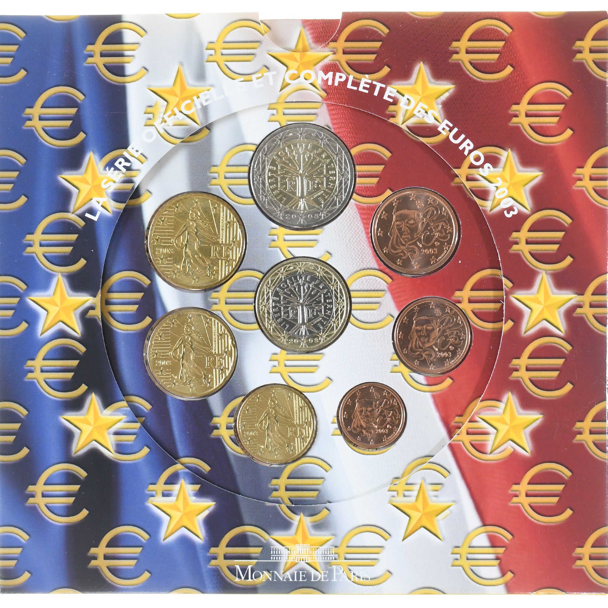 França, Coffret 1c. à 2€, 2003, Monnaie de Paris, BU, MS(65-70), N/D