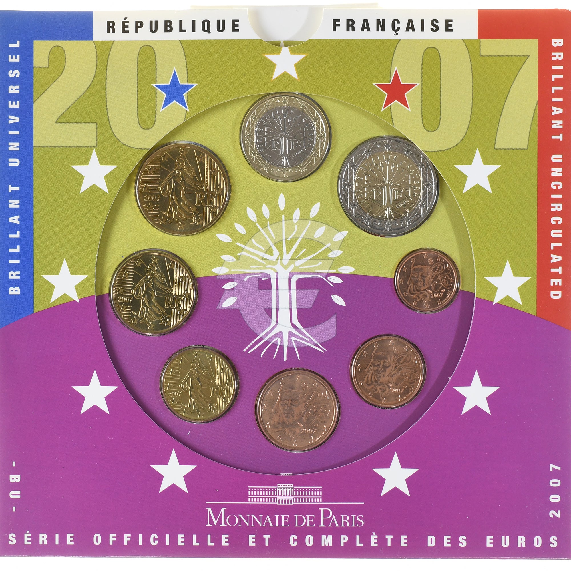 Francia, Coffret 1c. à 2€, 2007, Monnaie de Paris, BU, FDC, Sin información