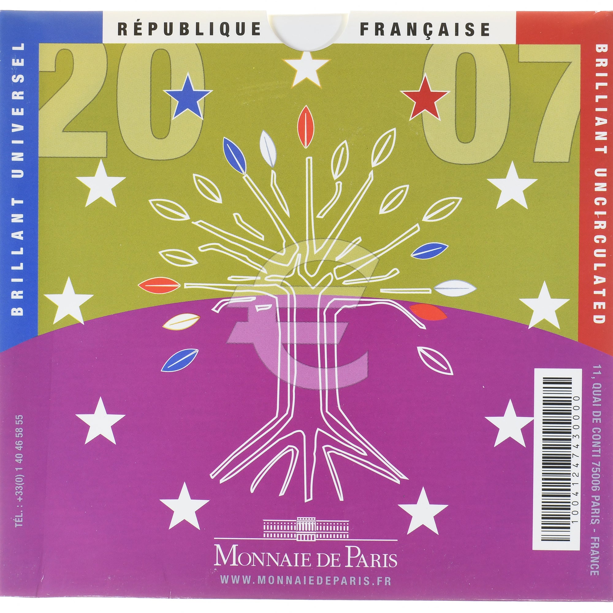 Francia, Coffret 1c. à 2€, 2007, Monnaie de Paris, BU, FDC, Sin información