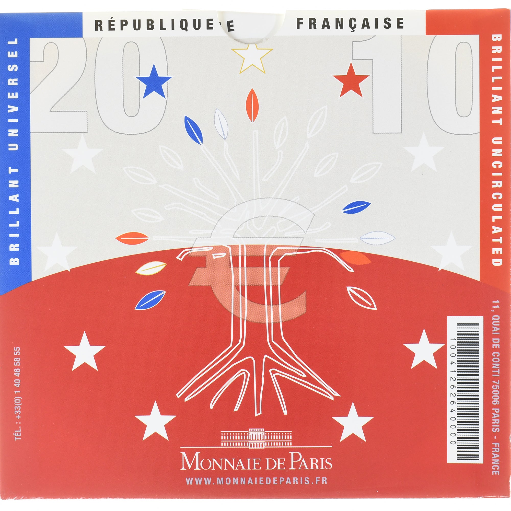 França, Coffret 1c. à 2€, 2010, Monnaie de Paris, BU, MS(65-70), N/D