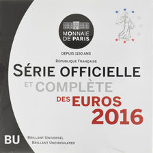 France, Coffret 1c. à 2€, 2016, Monnaie de Paris, BU, MS(65-70)