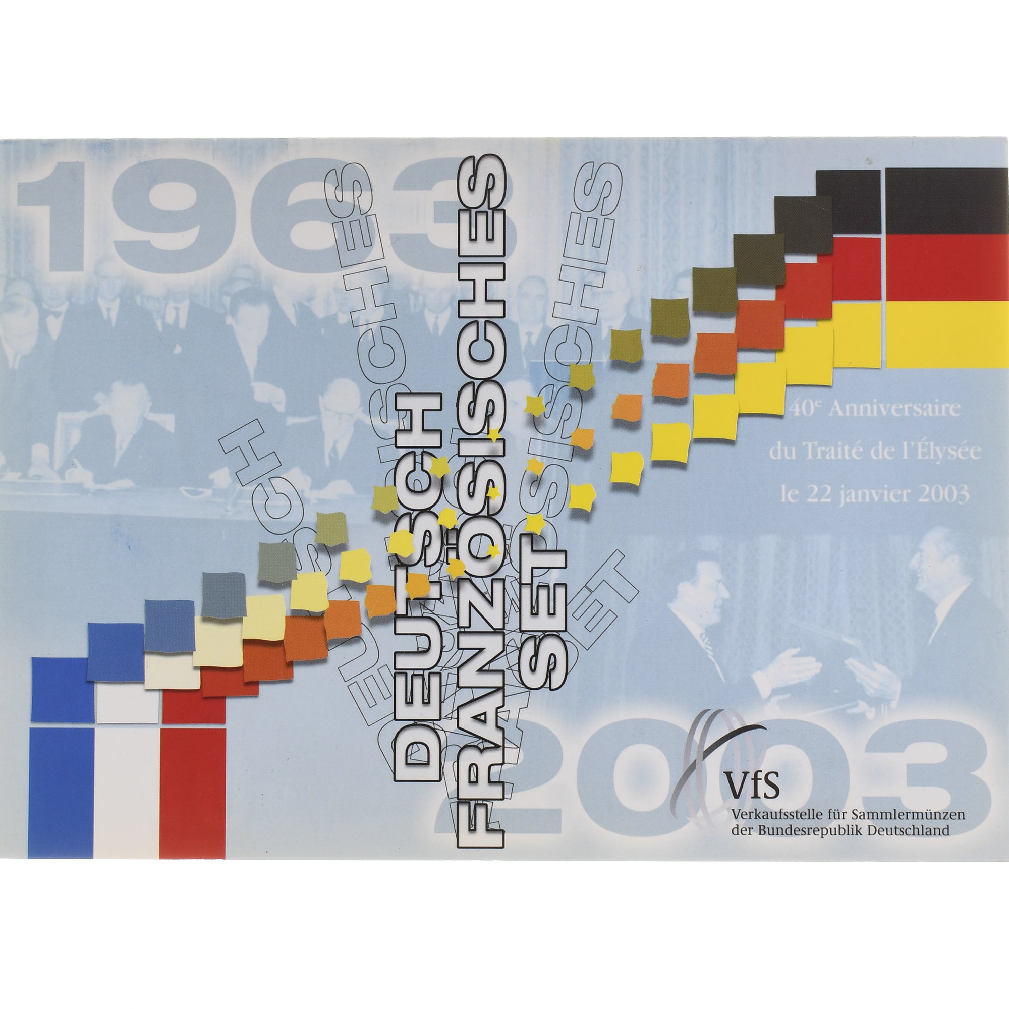 Frankreich, Coffret 1c. à 2€, 40 ans du traité de l'Élysée, 2003, BU, STGL