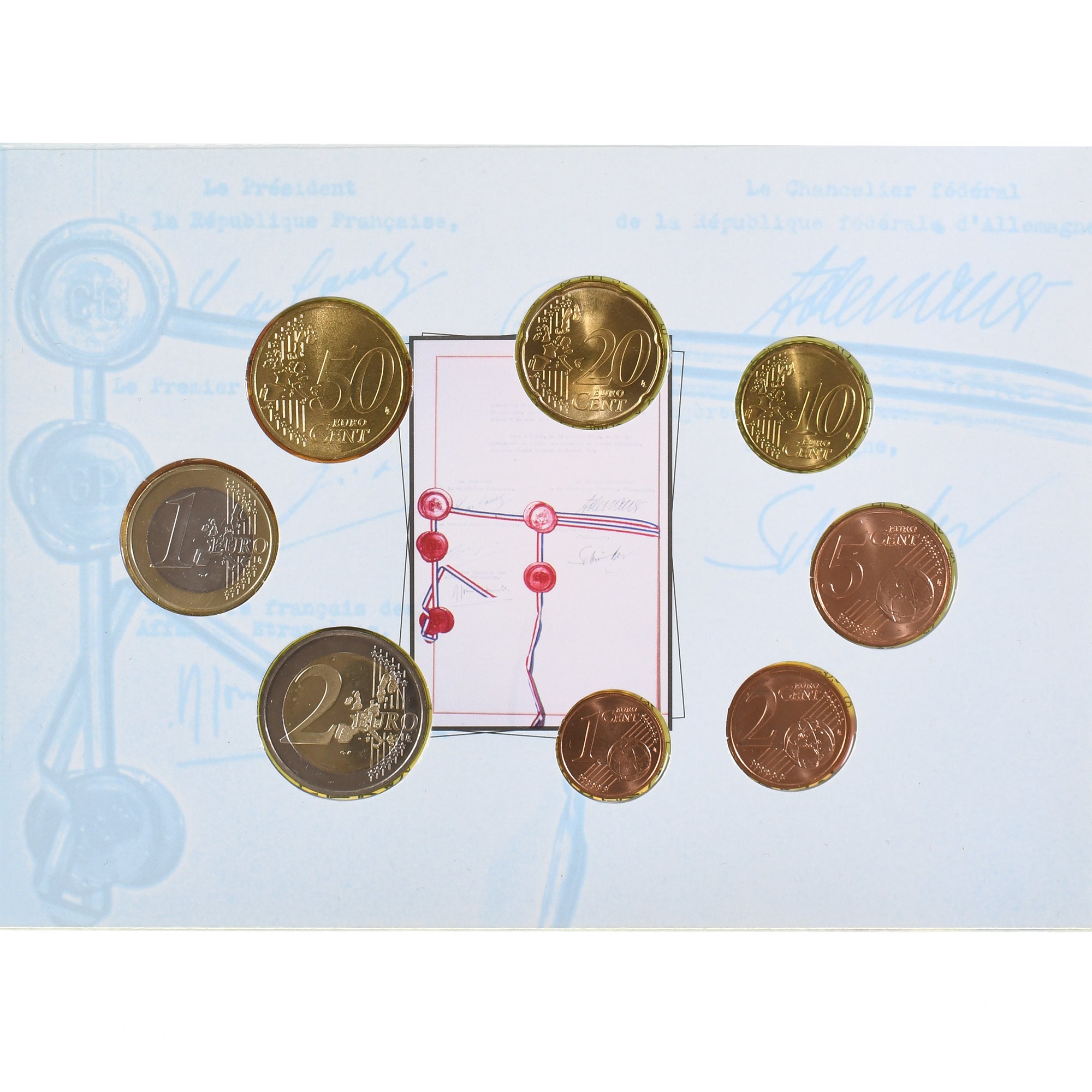 Frankreich, Coffret 1c. à 2€, 40 ans du traité de l'Élysée, 2003, BU, STGL