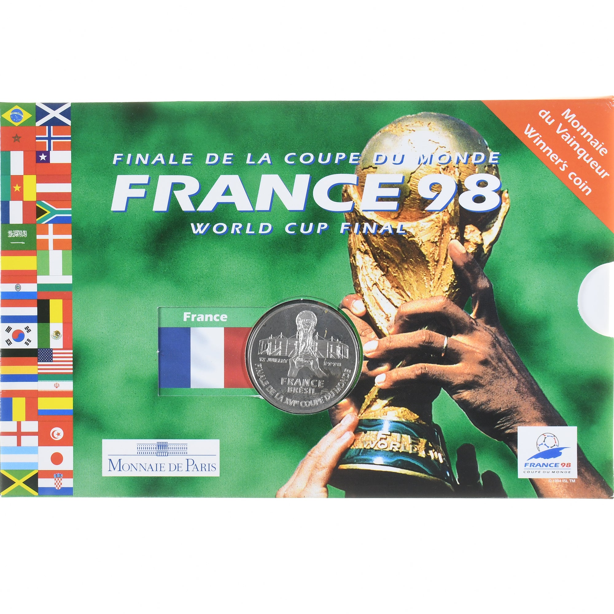 Moneta, Francia, Finale France-Brésil, 5 Francs, 1998, Monnaie de Paris, BU