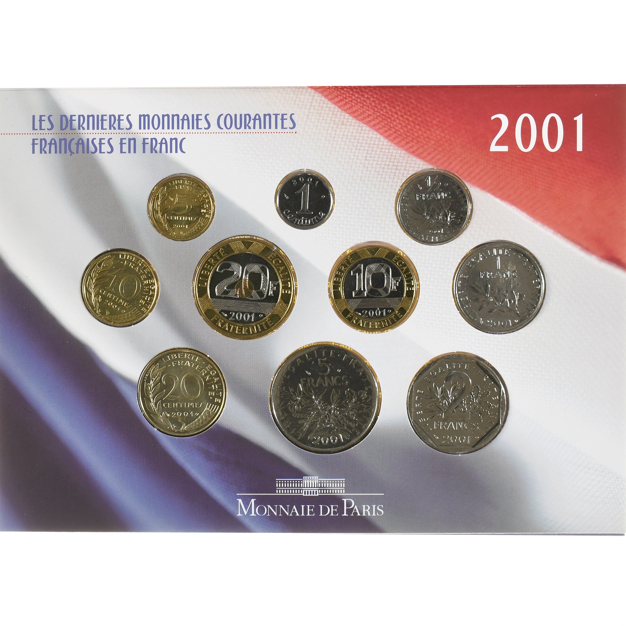 Coin, France, Coffret 1 c. à 20 frs., 2001, Monnaie de Paris, BU, MS(65-70)