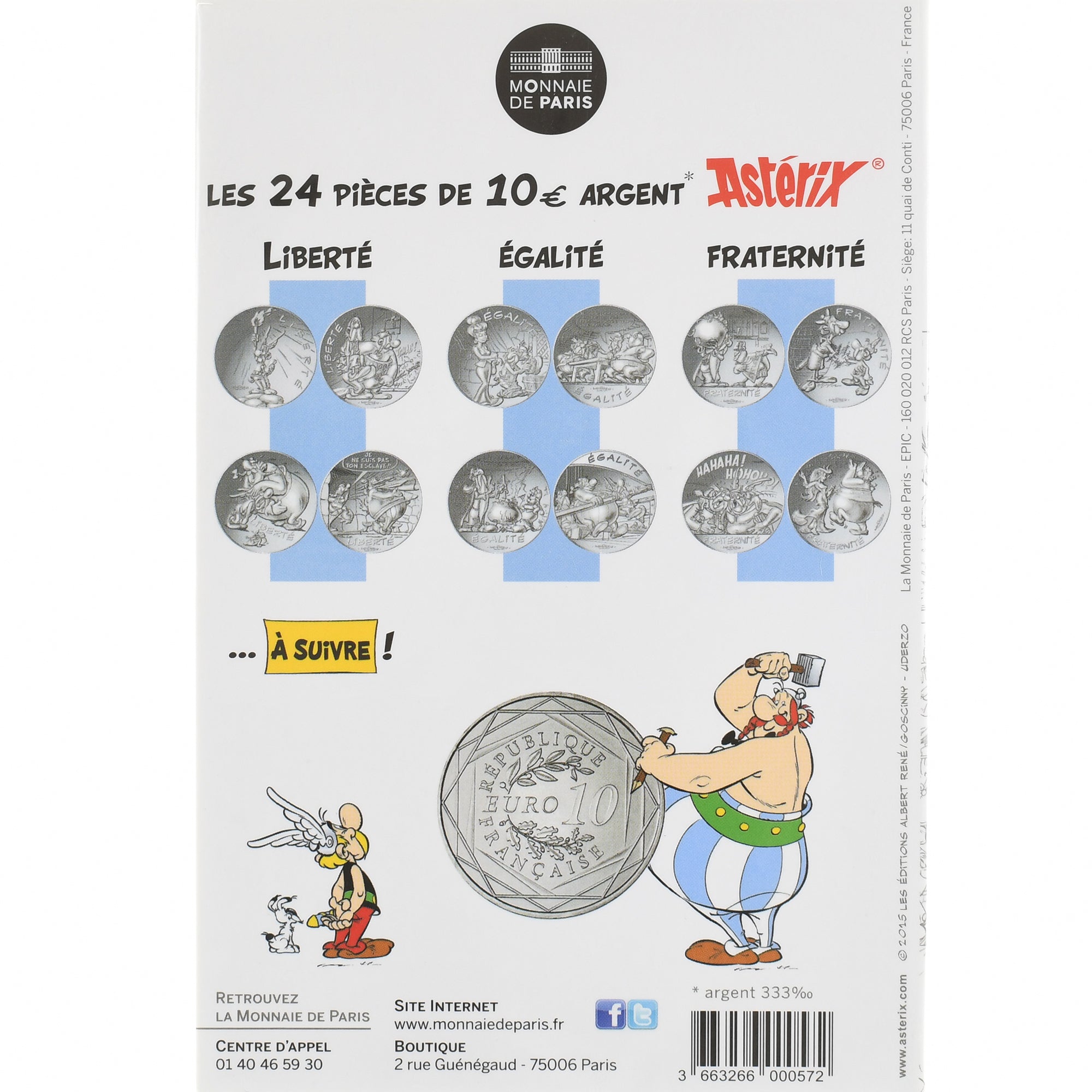 France, 10 Euro, Astérix Égalité (Cadeau de César), 2015, MDP, BU