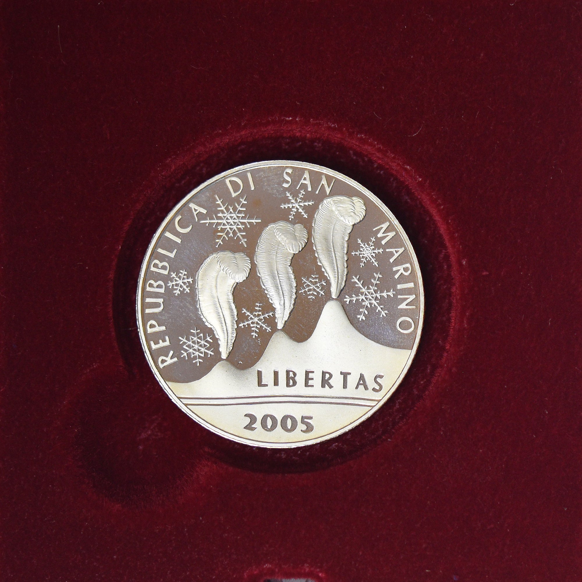 San Marino, 5 Euro, Olimpiadi Invernali Torino 2006, 2005, Rome, BE, FDC, Plata