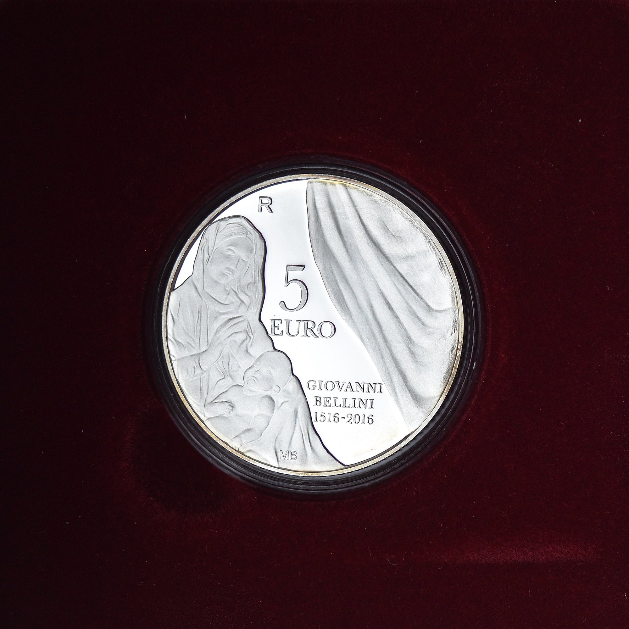 San Marino, 5 Euro, Scomparsa di Giovanni Bellini (500° Anniv.), 2016, Rome, BE