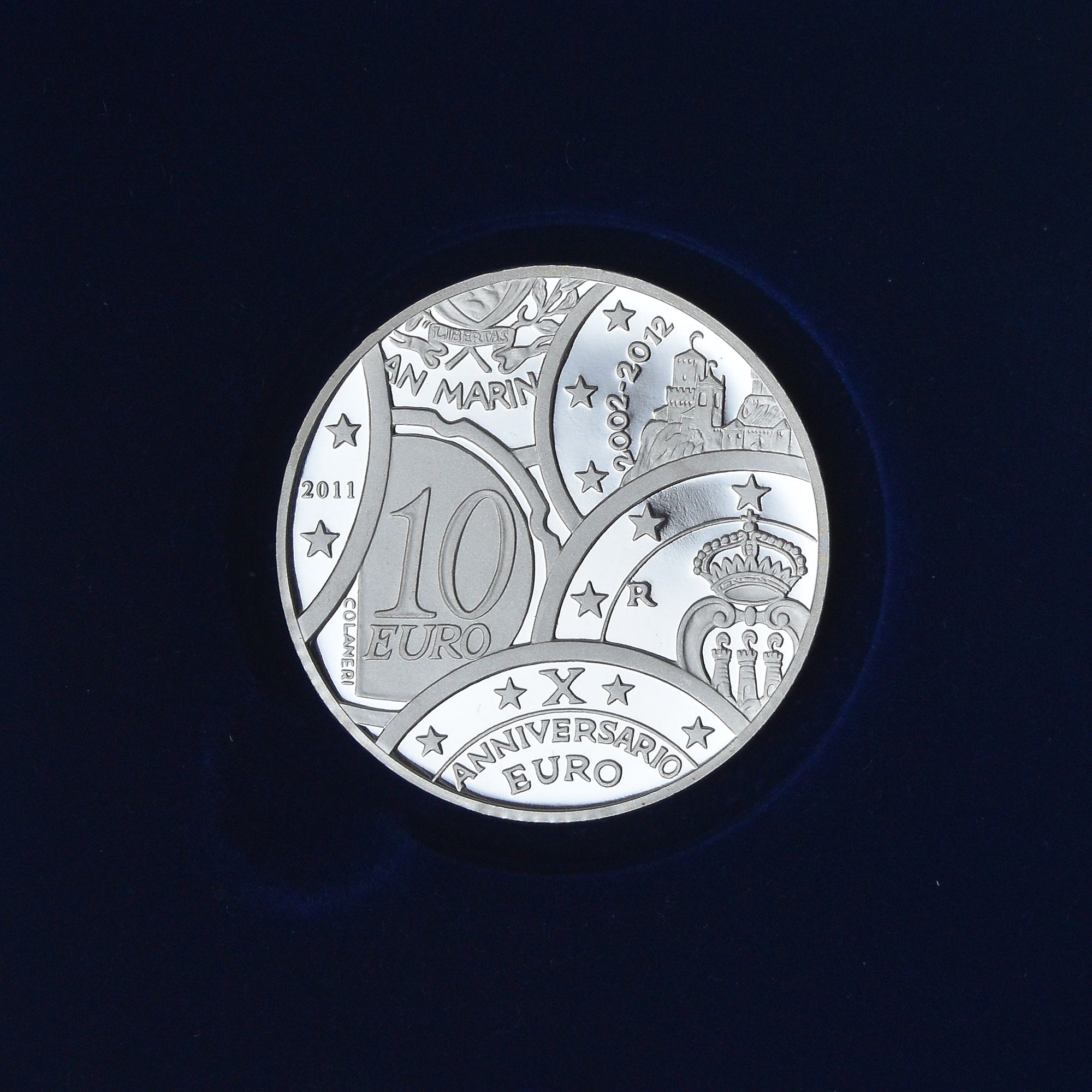 Saint Marin , 10 Euro, 10° Anniversario dell'Euro, 2011, Rome, BE, FDC, Argent