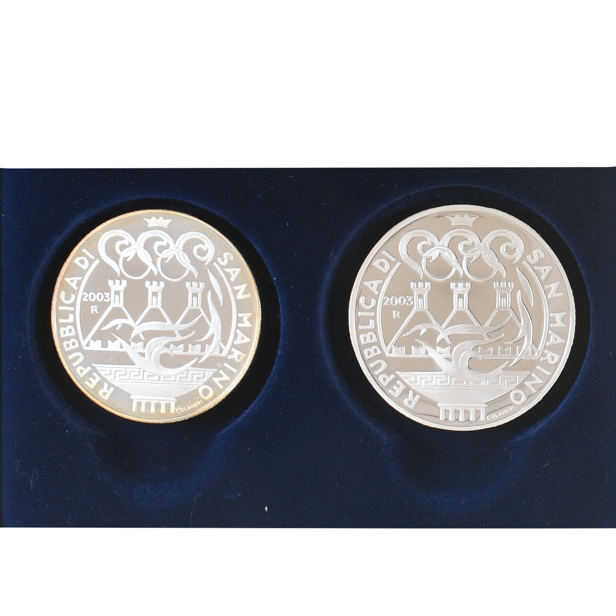 San Marino, 5€ + 10€, Olimpiadi di Atene, 2003, Rome, BE, FDC, Plata