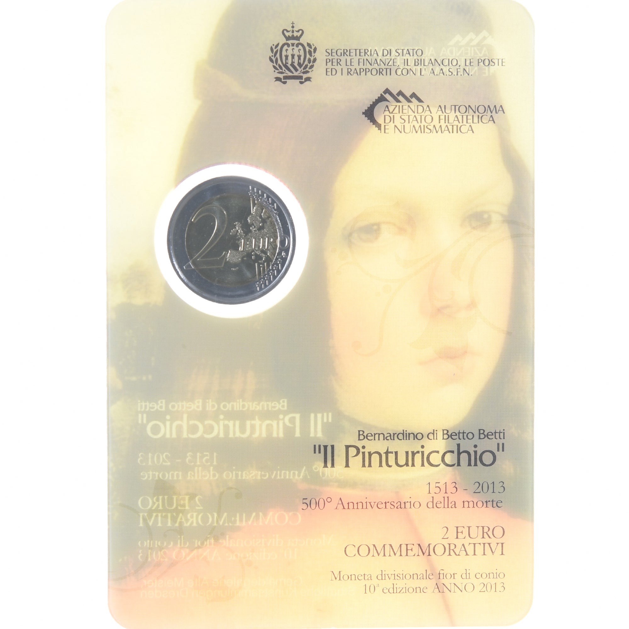San Marino, 2 Euro, Il Pinturicchio, 2013, Rome, UNC, MS(65-70), Bimetálico