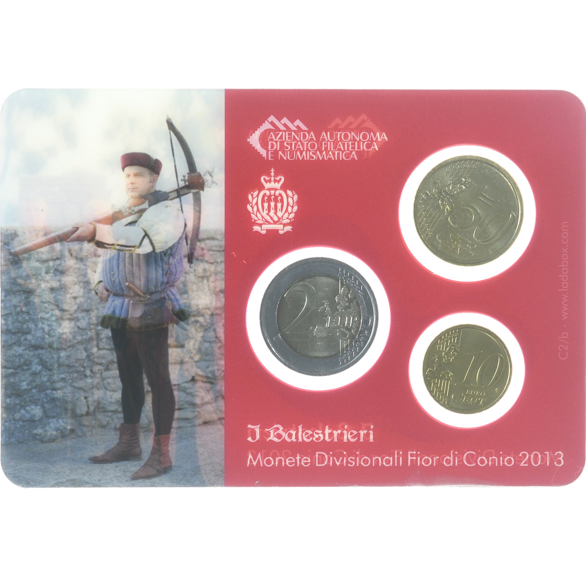 San Marino, 10c. + 50c. + 2€, I Balestrieri, 2013, Rome, FDC, MS(65-70)