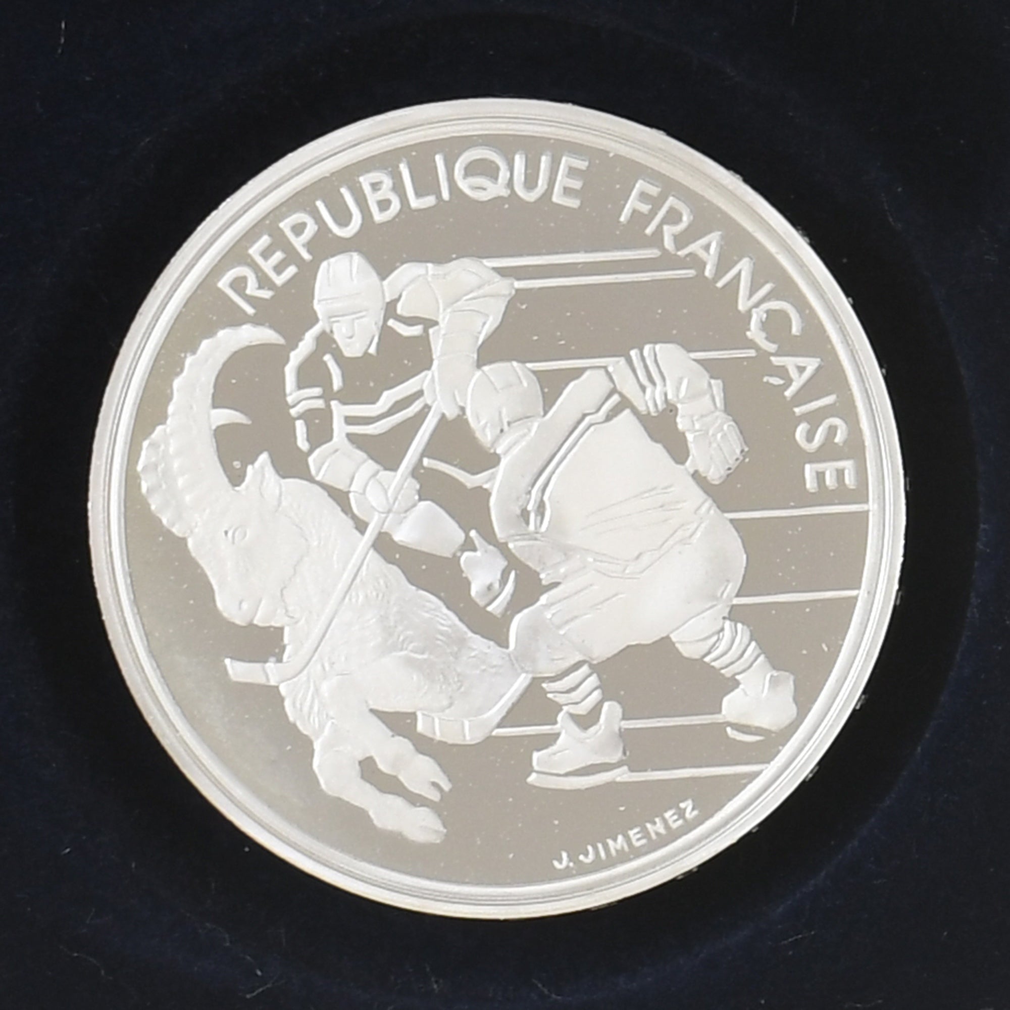 Monnaie, France, Albertville 92, Hockey sur glace, 100 Francs, 1991, MDP, BE