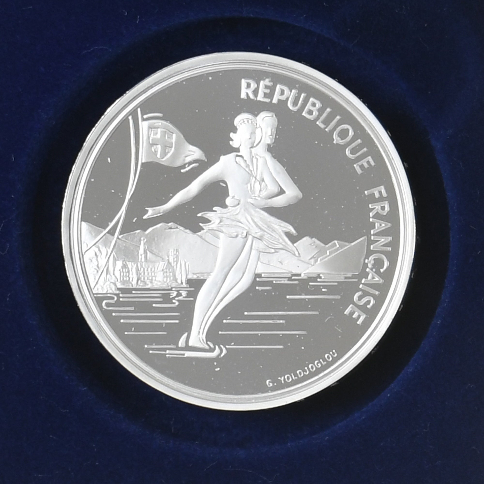 Coin, France, 1992 Olympics, Albertville, Ice Skating, 100 Francs, 1989, MDP, BE