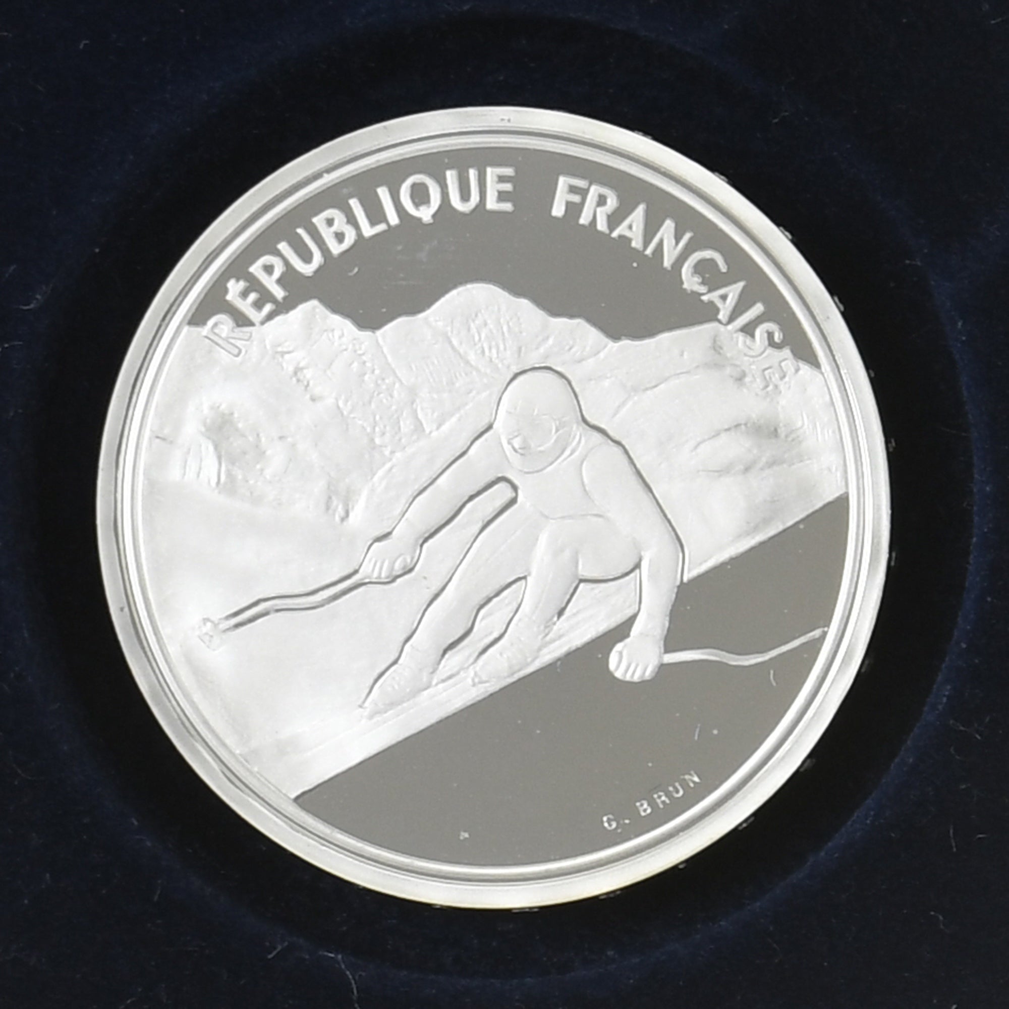 Coin, France, 1992 Olympics, Albertville, Alpine Skiing, 100 Francs, 1989, BE