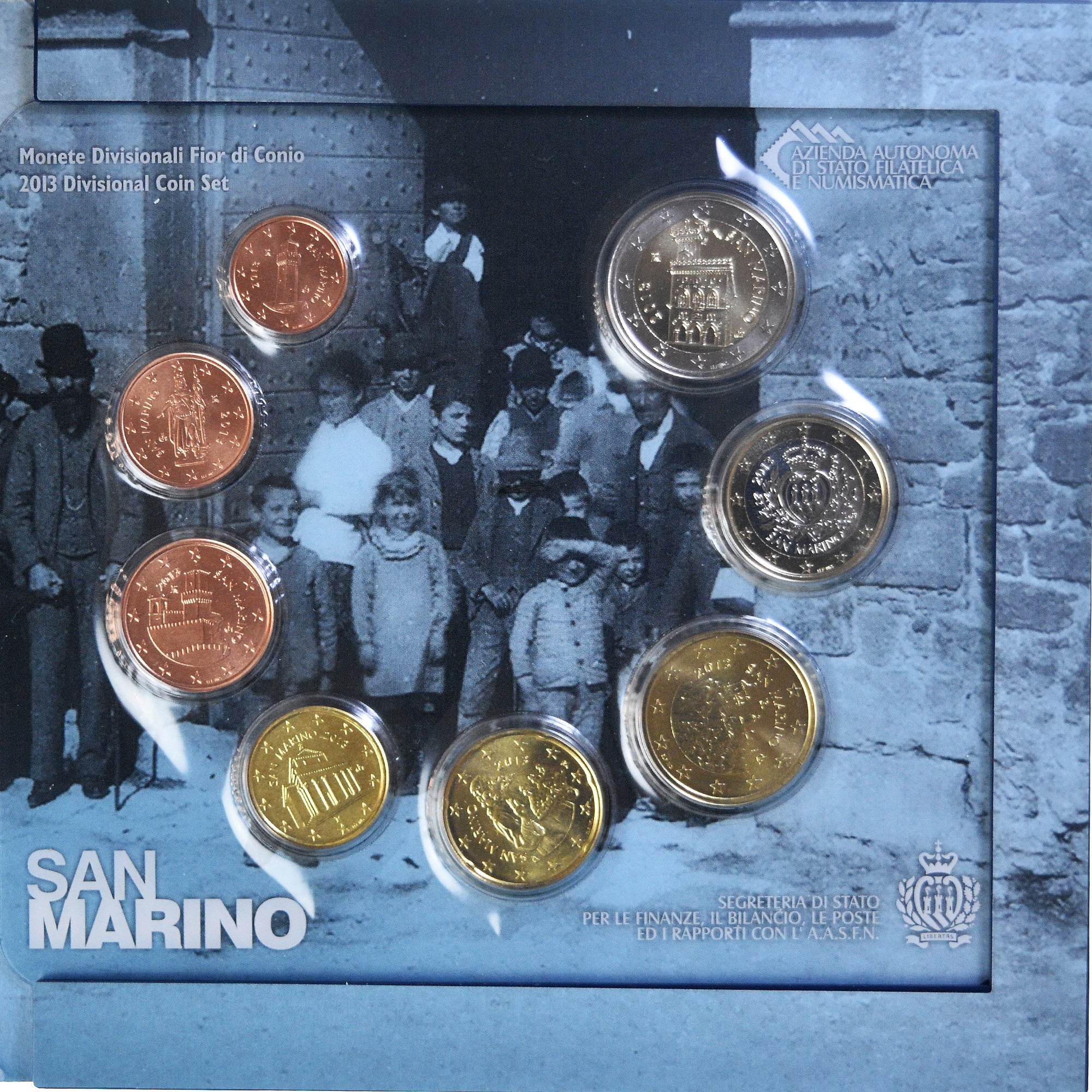 San Marino, Coffret 1c. à 2€, 2013, Rome, FDC, MS(65-70), N/D