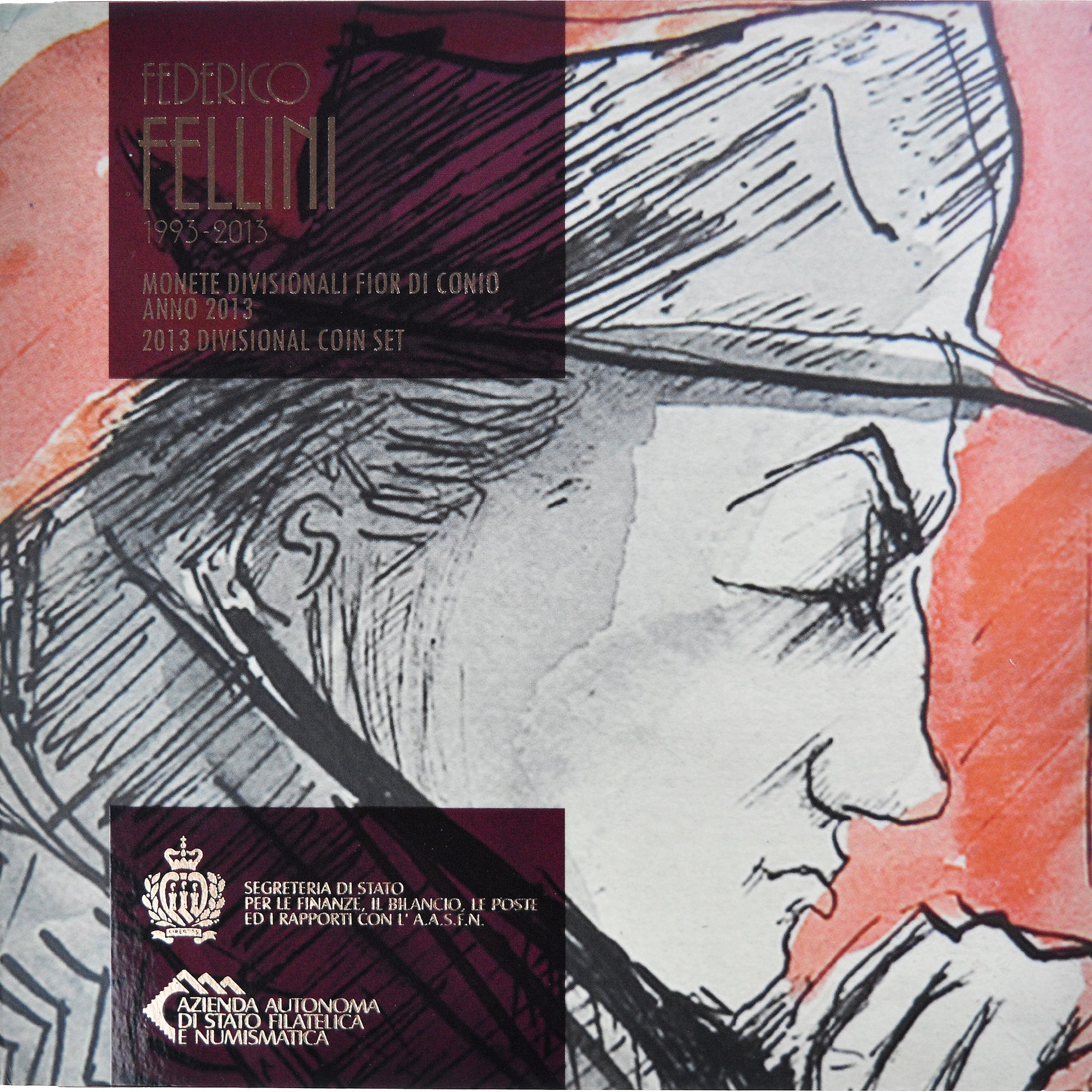 San Marino, Coffret 1c. à 5€, Federico Fellini, 2013, Rome, FDC, MS(65-70)