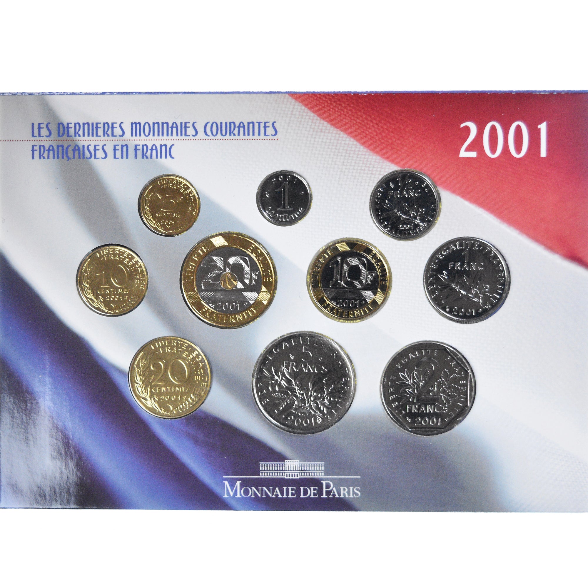 Coin, France, Coffret 1 c. à 20 frs., 2001, Monnaie de Paris, BU, MS(65-70)