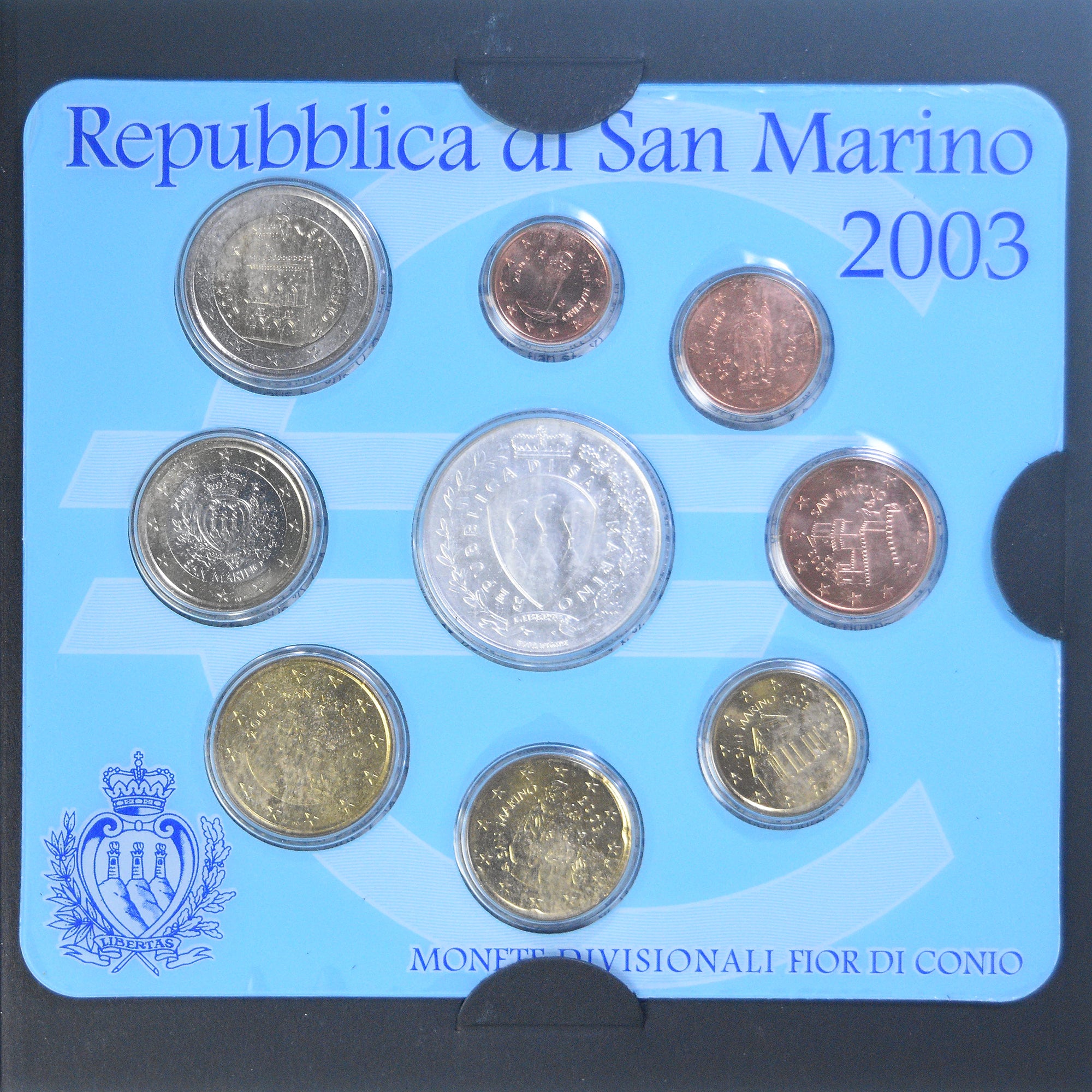 San Marino, Coffret 1c. à 2€, 2003, Rome, FDC, MS(65-70)