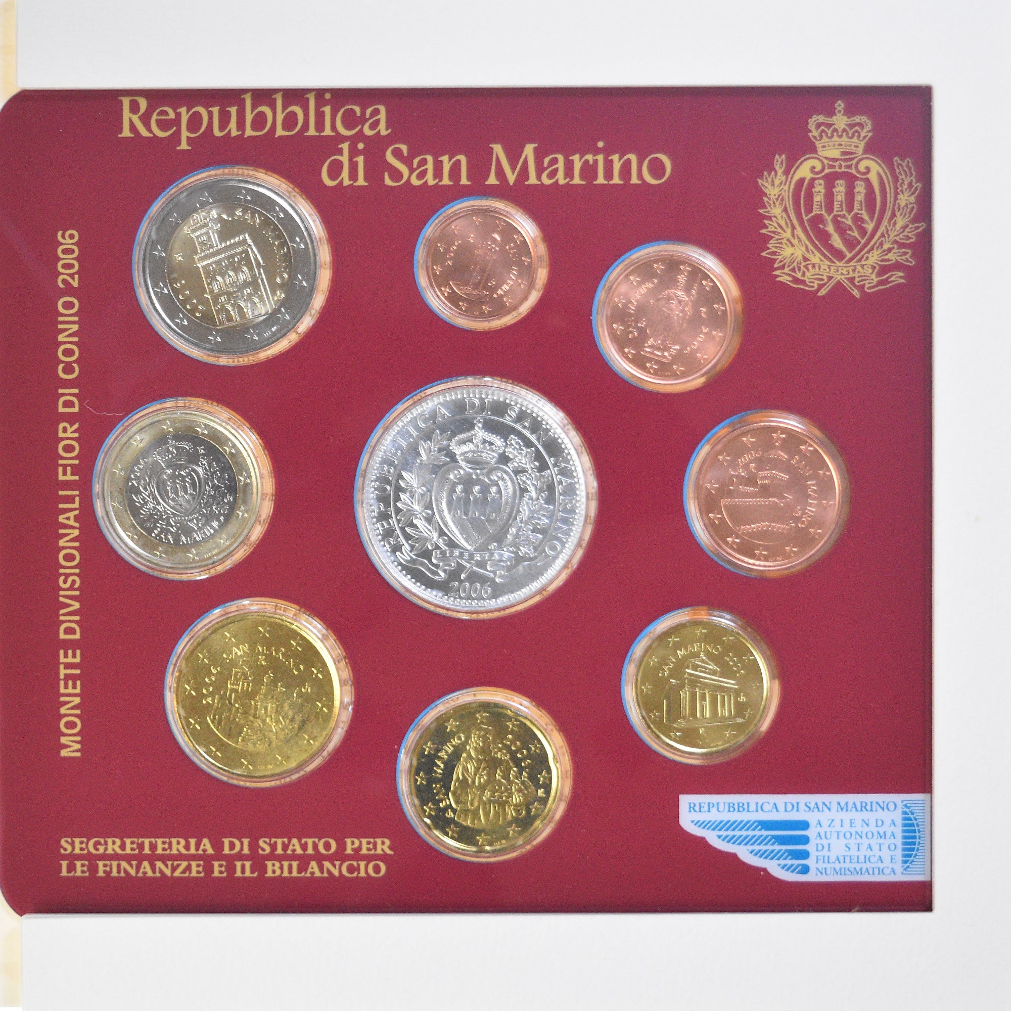 San Marino, Coffret 1c. à 5€, 2006, Rome, FDC, FDC, Sin información