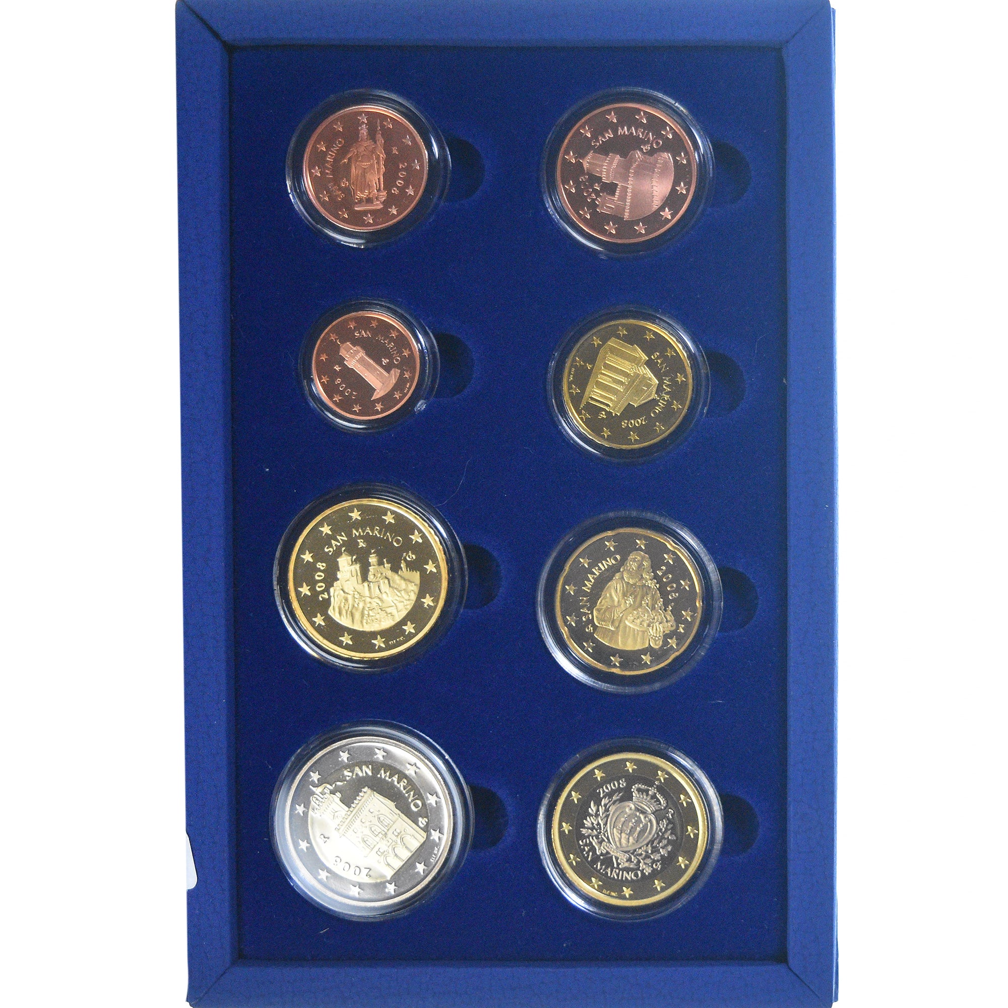 San Marino, Coffret 1c. à 2€, 2008, Rome, BE, FDC, Sin información